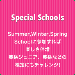 Special Schools Summer,Winter,Spring Schoolに参加すれば楽しさ倍増 英検ジュニア、英検などの検定にもチャレンジ！